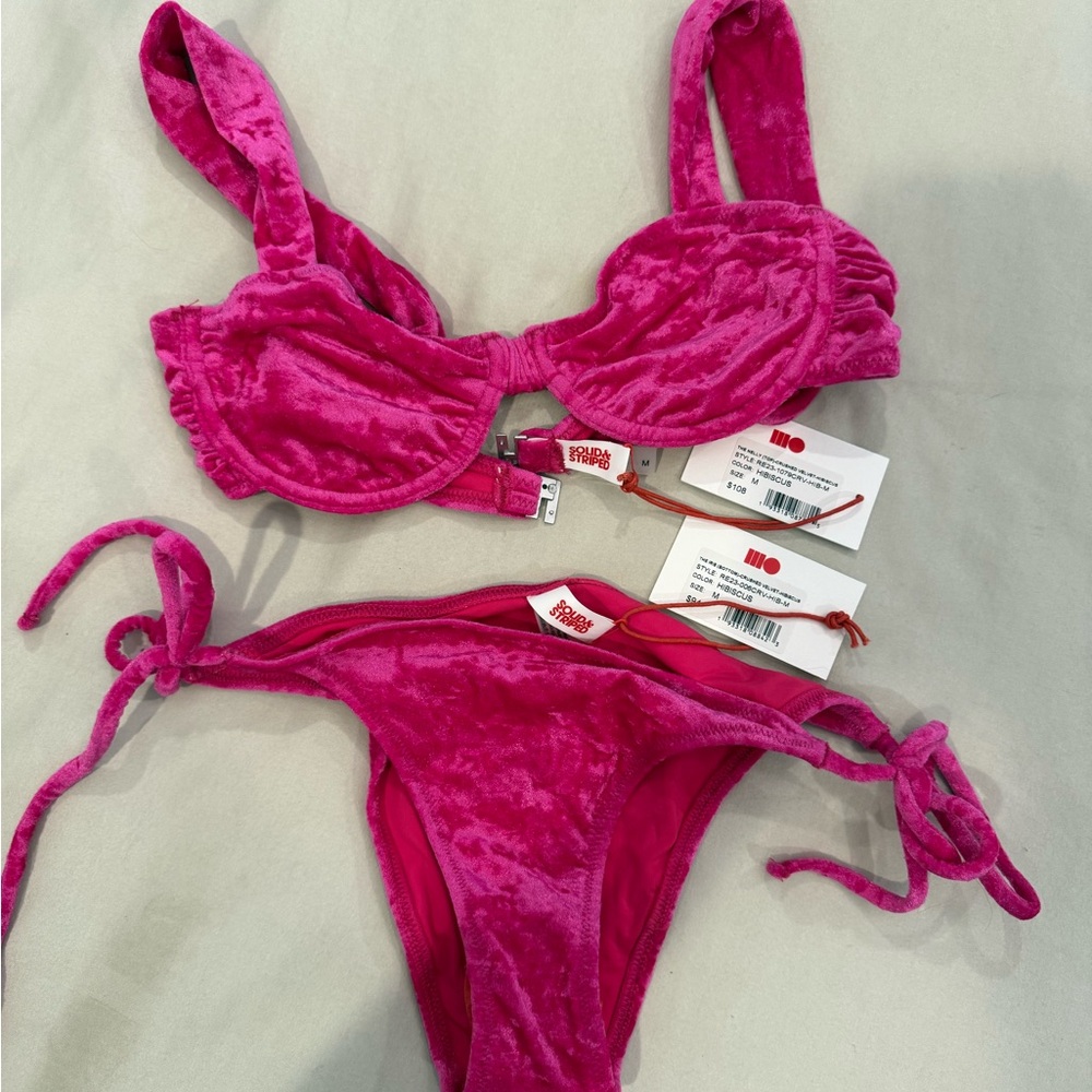 SOLID & STRIPED Hibiscus Velvet Bikini Set